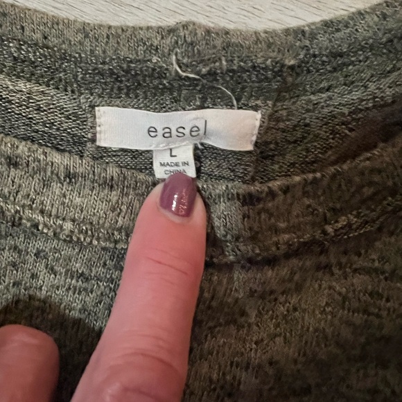 Easel Raw Edge Green Marled Long Sleeve Oversized Top Large - Picture 4 of 6